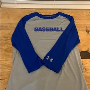 Blue and gray baseball tee